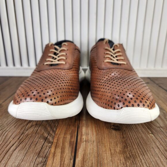 Flag LTD Kendrick Perf U-Throat Mens Sz 9M Brown Leather Perforated Preppy Shoes - Picture 2 of 9